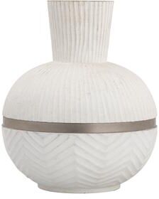 Atlas Lighting and Home Atlas Glenn Etched White Painted Mango Wood Vase
