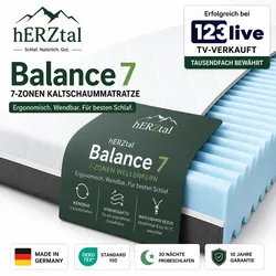 UNSERE TV LEGENDE: hERZtal 7 - Zonen Wellness Matratze / bekannt aus dem TV - 80x200 cm / H3/H4