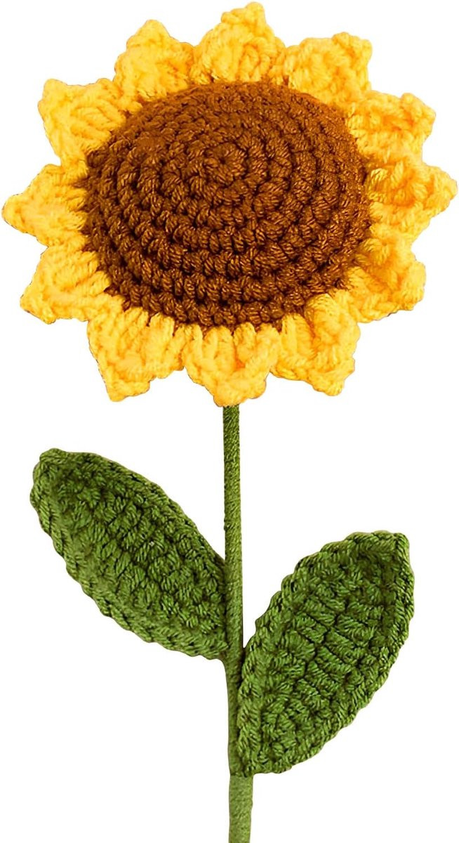 SnelShoppen Handgemaakte Gehaakte Zonnebloemen in Geel en Zwart van Textiel