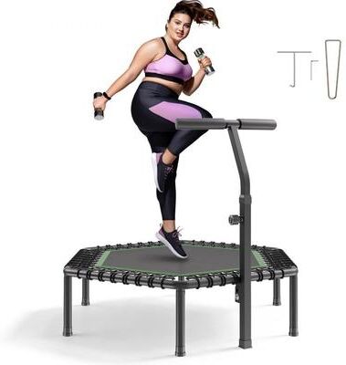 Tools, Home & Hobby 54.5 Inch Fitness Trampoline Rebounder With Adjustable Handle For Adults Indoor Workouts 54.5 Inch Fitness Trampoline Rebounder With Adjustable Handle For Adults Indoor Workouts