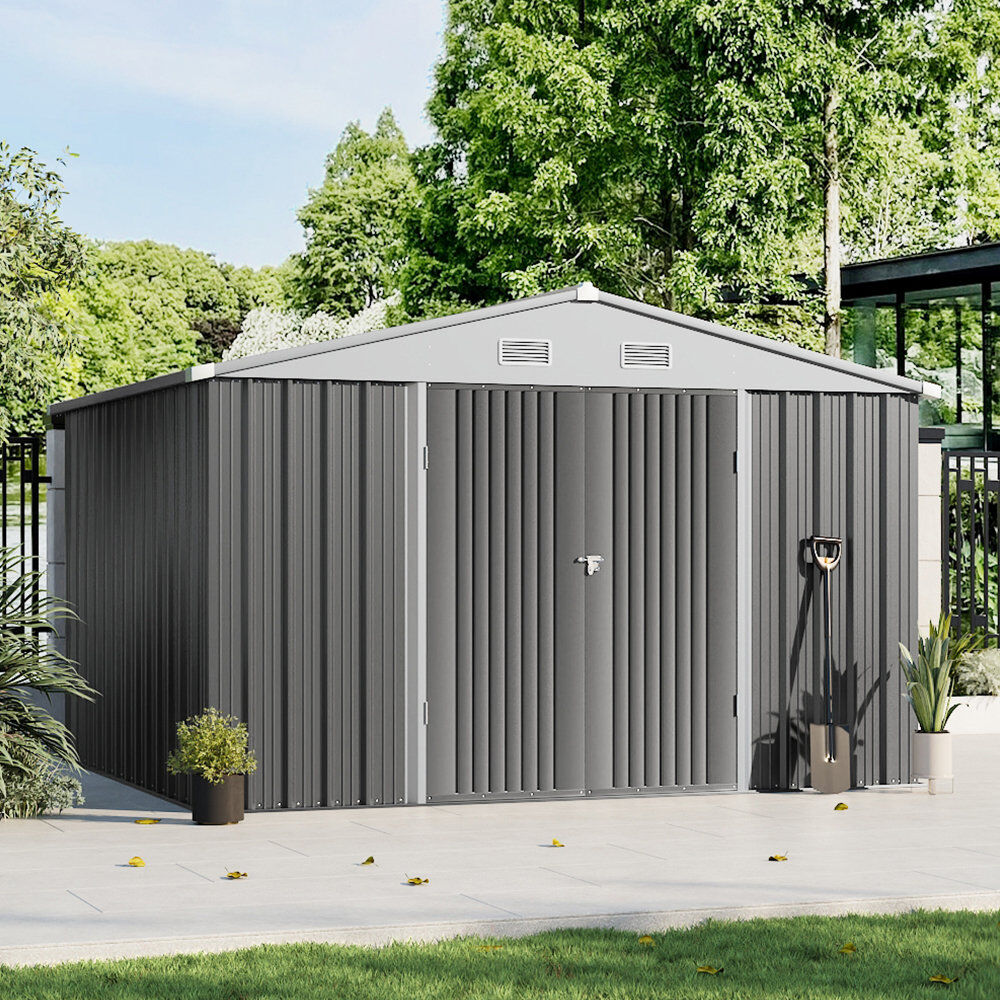 Garden Sanctuary Garden Storage Shed Gray 306.8cm W X 260.4cm D X 203.6cm H