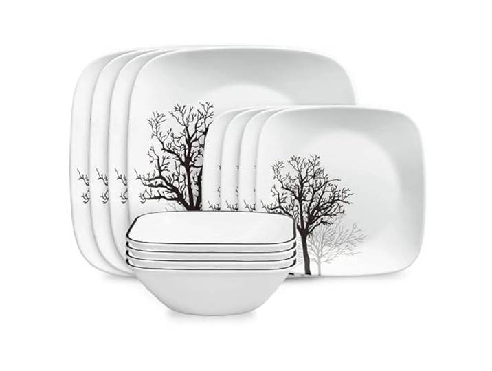 Corelle® Timber Shadows Square 12-teiliges Geschirr-Set, Service für 4 Personen