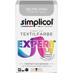 simplicol Textilfarbe expert, Delfin-Grau, für Waschmaschine, Pulver, Batikfarbe, 150g
