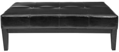 Safavieh Broadway 48-Inch-Wide Black Leather Cocktail Ottoman