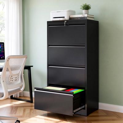 Kodotan sofa 4 Drawer Lateral File Cabinet with Lock, Metal Lateral Filing Cabinet, Steel Wide Horizontal Filing Cabinets
