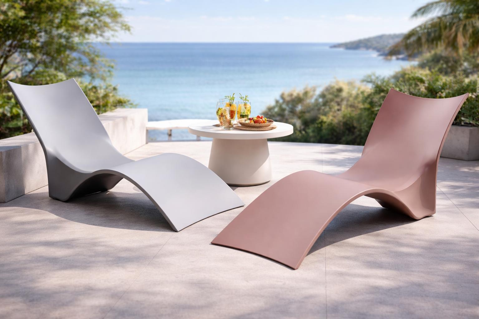 Moderne Gartenliege, ergonomisch geformt wetterfest und ideal zum Entspannen