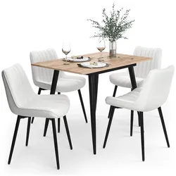 Vicco, Essgruppe, Esstisch-Set Beaver, Goldkraft Eiche/Schwarz, 110 x 70 cm mit 4 Stühlen, Beige