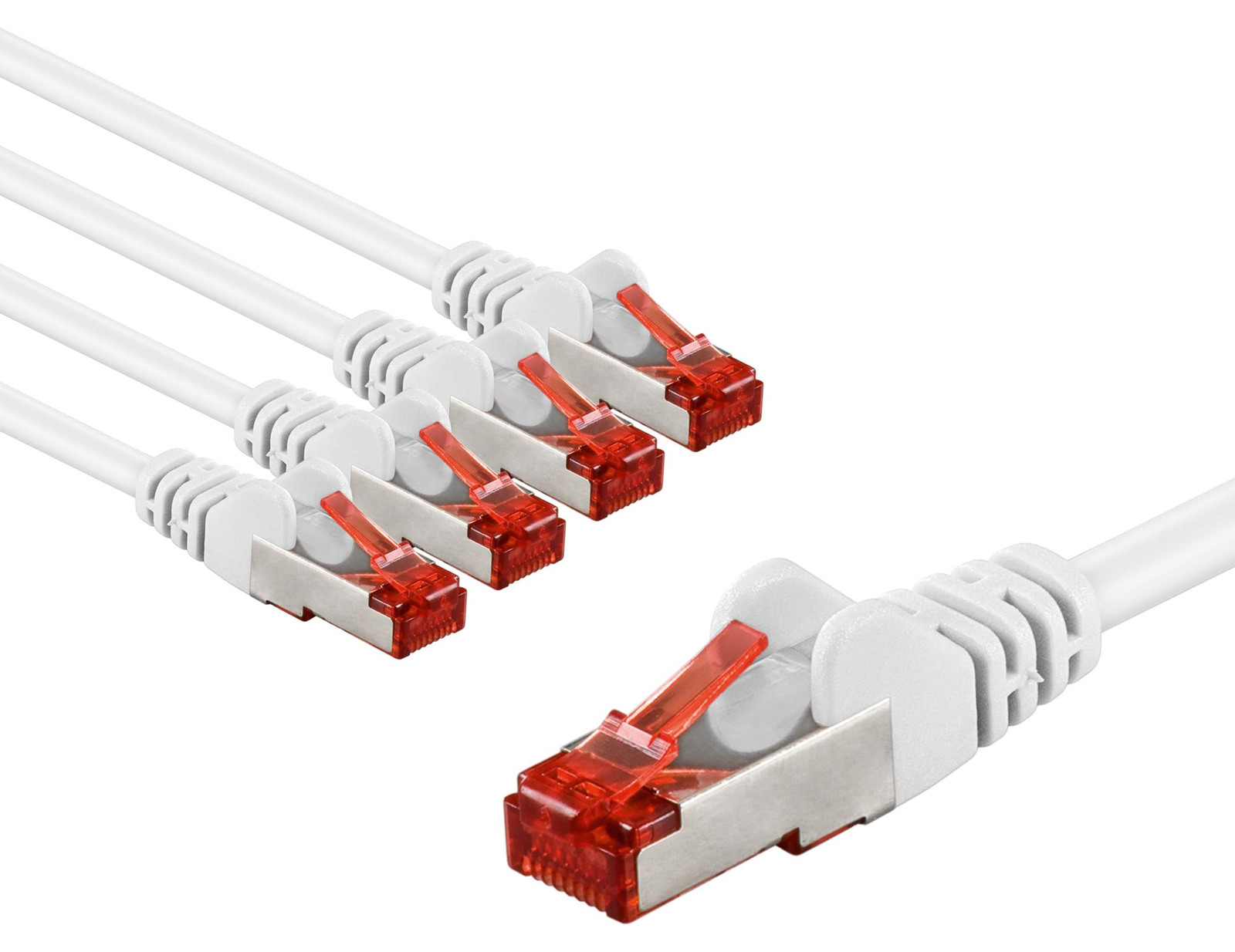 Goobay 65983 CAT6 netwerkkabel, set van 5 stuks, afgeschermde Ethernet patchkabel (S/FTP/CU)
