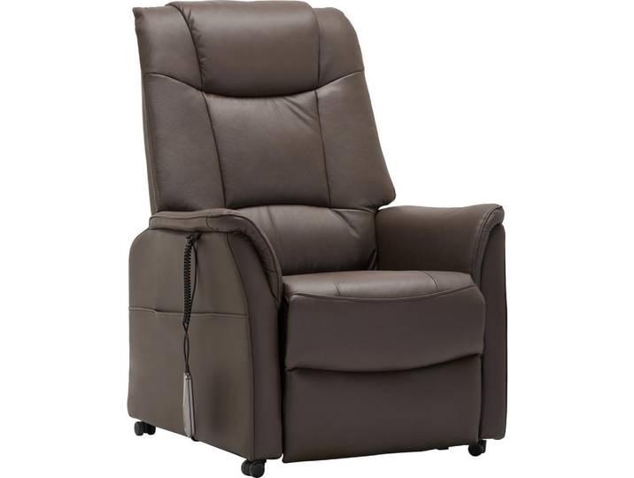 Cantus Fernsehsessel, Dunkelbraun, Leder, Kombination Echtleder/Lederlook, Büffelleder, 76x109-94x89-151 cm, Wohnzimmer, Sessel, Fernsehsessel