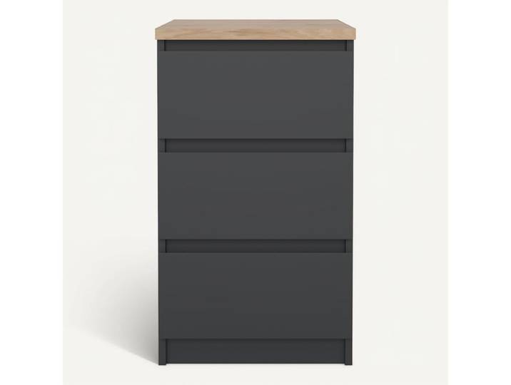 Demi commode 3 tiroirs BEST gris et imitation chêne