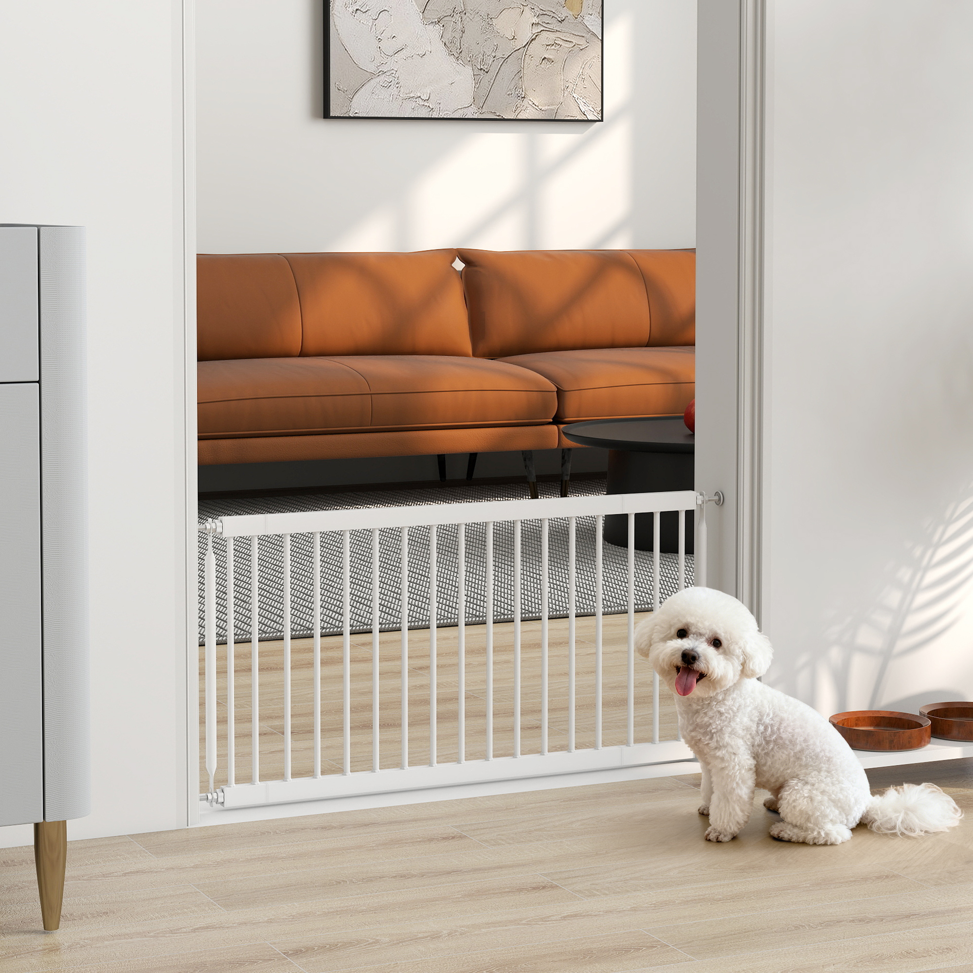 Pawhut Cancelletto per cani estensibile 67-93,5 cm per porte e scale, Bianco   Aosom Italy