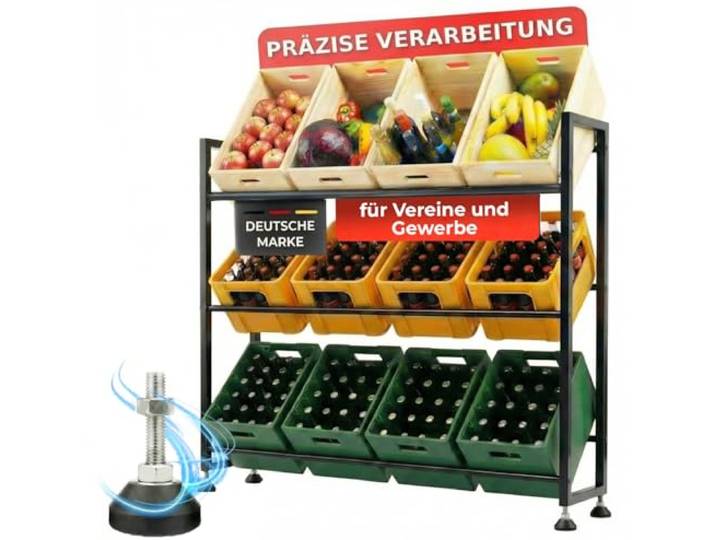 KARASTEIN® Getränkekistenregal für 12 Kisten – Schwerlast bis 300 kg Traglast – Standfestes Bier- & Wasserkistenregal mit Gummifüßen für Lager & Gastronomie