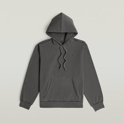 Hoodie G-STAR "Modern washed hdd sw ls", Herren, Gr. S, grau (dk schwarz gd), Sweatware, Obermaterial: 100% Baumwolle, washed, regular fit hüftbedeckend, Rundhals, Rippbündchen, Sweatshirts Hoodie, mit Rippbündchen, Baumwoll-Qualität