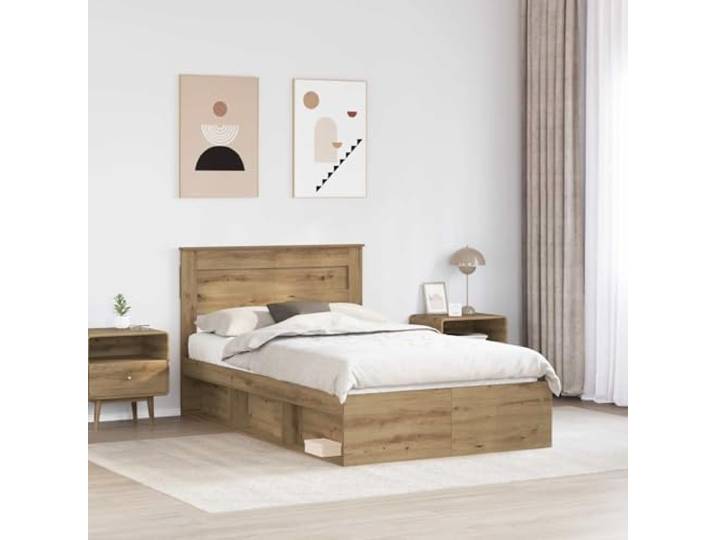 KTHLBRH Bettgestell Eiche 120 x 190 cm Modernes Design, klare Linien, rechteckige Form, für minimalistische Zimmer