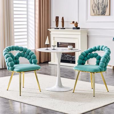 Ostweer Elegant Side Chair Gold Teal Reception Chair Accent Chair Leisure Chair Meeting Room Chair Office Chair with Metal Legs