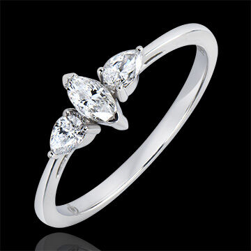 Edenly Verlobungsring Vielfalt - Trilogie Marquise - 18 Karat WeiÃŸgold und Dia