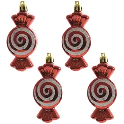 MARELIDA Weihnachtsbaumschmuck Bonbon Weihnachtsdeko H: 8cm rot 4er Set