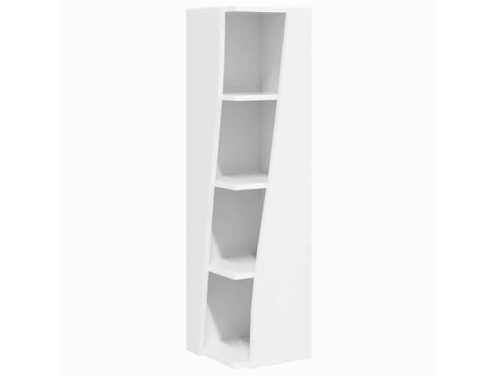 KUPTYERFG Eckschrank 27,5x27x102 cm Holzwerkstoff Standregal 4 Fächer Platzsparendes Eckregal mit 4 offenen Ablagen für Wohnzimmer, Flur oder Büro, inklusive kippsicherer Wandbefestigung.