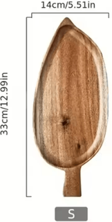 Uplift Curations High Quality Solid Wood Leaf Shaped Tray   Waterproof Acacia Wood Serving Board For Steak, Sushi & More small