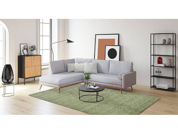 Wollteppich Holi Uni Grün/Grün 60 x 90cm Wolle