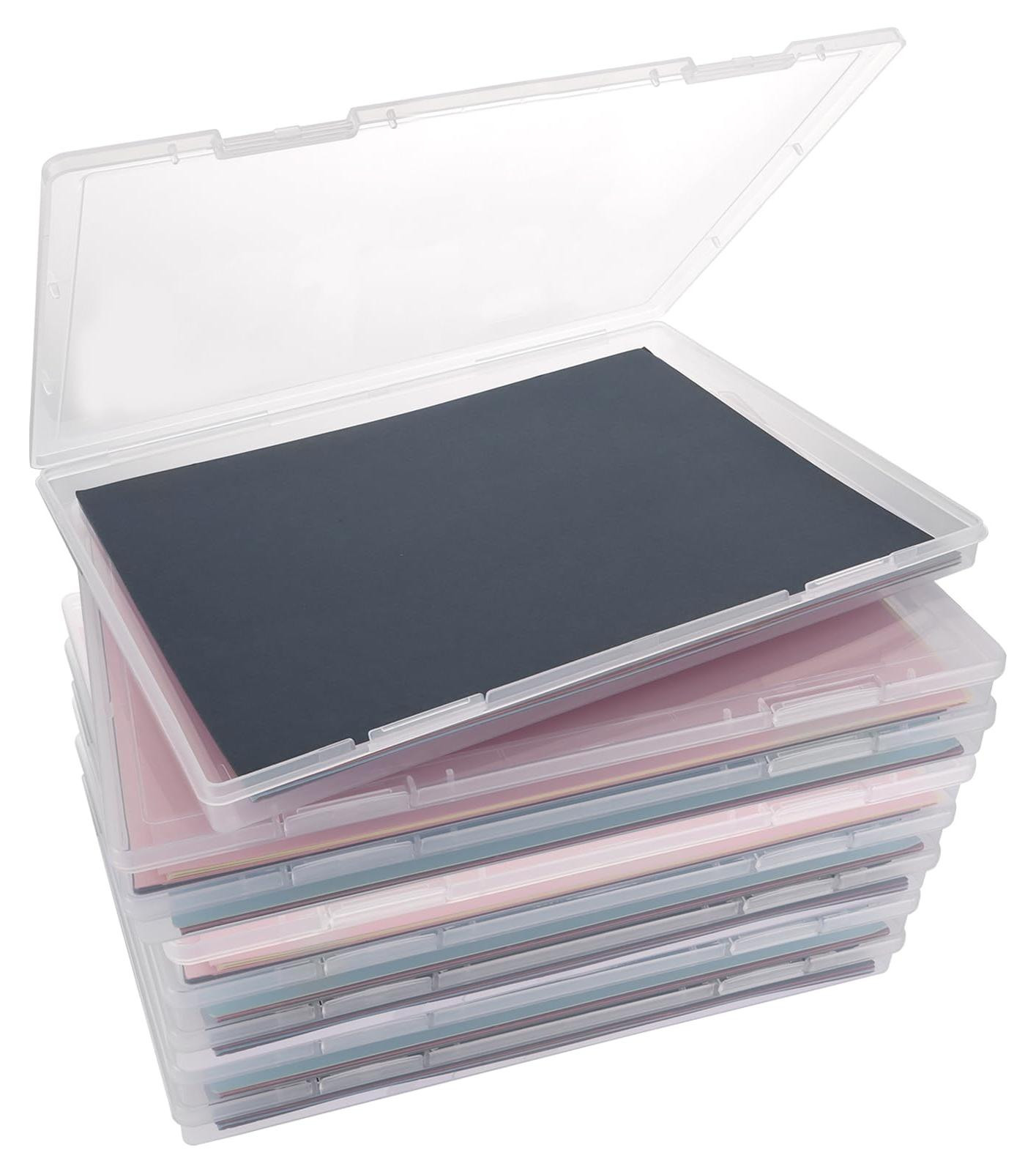 Selius Set van 8 Draagbare A4 Archiefdozen, Transparant, Stapelbaar
