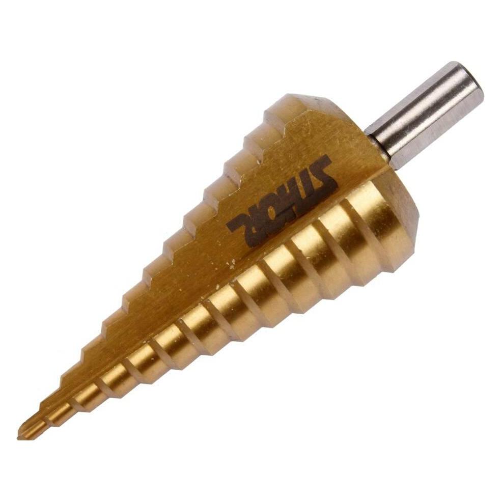 Toya HSS Stufenbohrer titanniert für Metall, Holz Kunststoff - Grössenwahl 4-12/4-20/4-32/4-39mm - o (4-12mm, 4-20mm, 4-39 Millimeter, Ø 4-32mm) (22613)