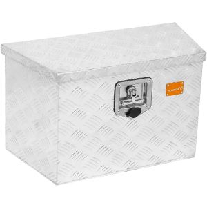 ALUBOX-Alukiste Deichselbox ABX-RD005, Aluminium Riffelblech, 50 Liter, mit Schloss & Druckdämpfer, 62 x 36 x 31 cm