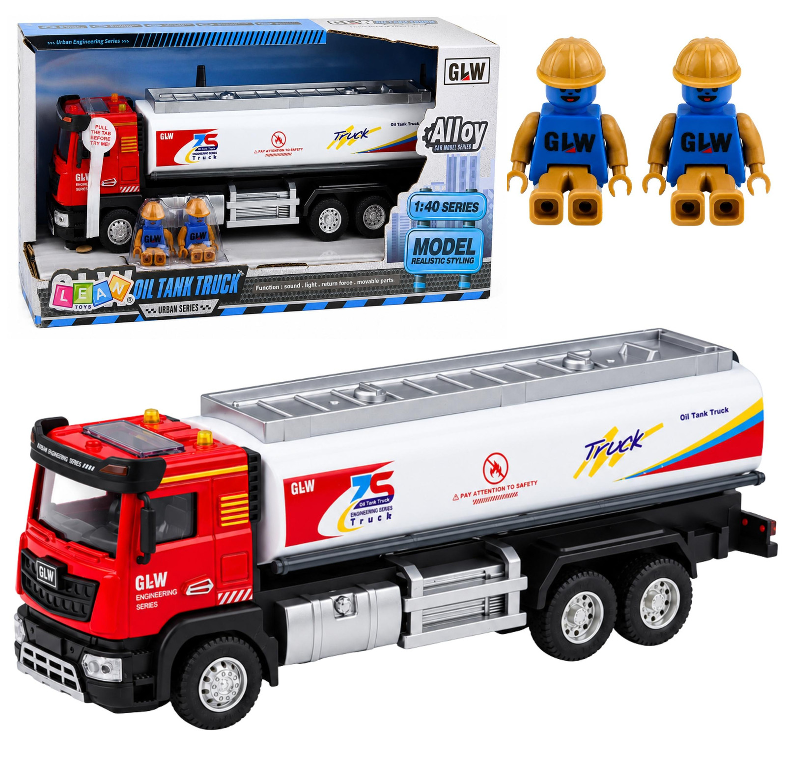 Lean Toys Tankwagen met rood-witte aandrijflichten schaal 1:40