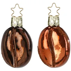 INGE-Glas Manufaktur 1 Kaffeebohne Glas 5cm Christbaumschmuck Weihnachtsbaumschmuck Anhänger braun