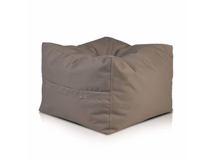Pouf Cubo extérieur repose-pieds polyester imperméable déhoussable billes polystyrène mobilier jardin Taupe M7 60x45cm