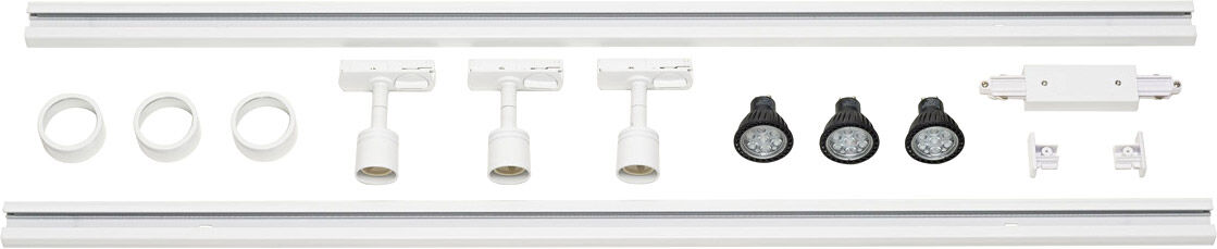Slv 1-Phasen Hochvolt-Set, Weiss, 2x1m, Inkl. 3xpuri Und Led Leuchtmittel - Zubehör Für 1-Phasen Stromschiene