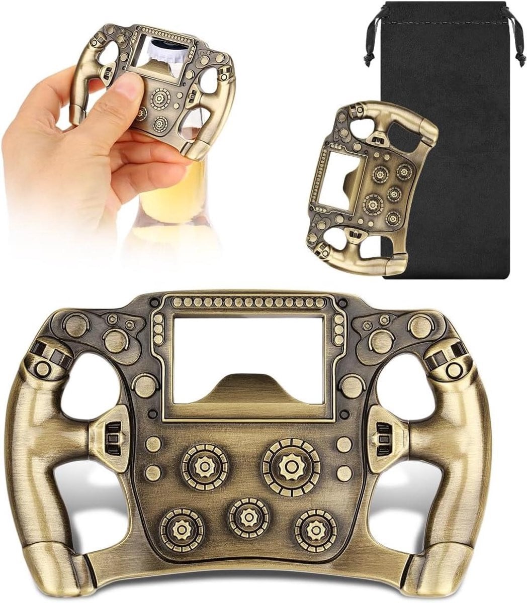 Flesopener Stuurwiel Bronskleurig Design - Brons