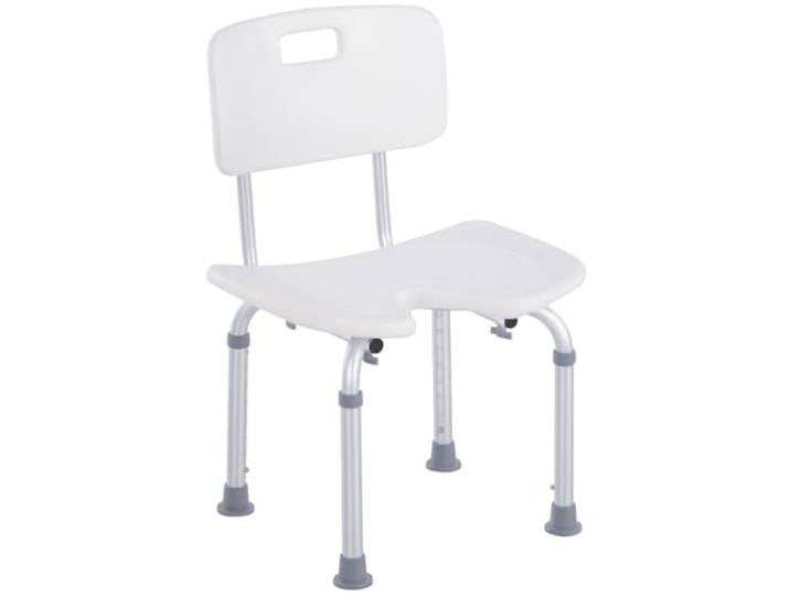 HOMCOM Tabouret de Douche Chaise de Douche Ergonomique réglable Blanc Pieds Antidérapants\, Charge Max. 136 Kg\, Alu\, HDPE