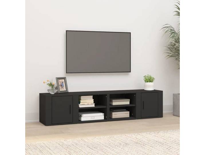 Banc TV Noir Magnifique - Meubles TV - Armoire TV Pour Téléviseur - 2 pcs Noir 80x31 5x36cm - Bois d'ingénierie CL6376822