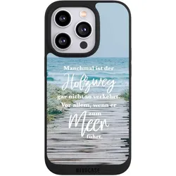 Nivocase Handyhülle für Apple iPhone 14 Pro Hülle NIVOpure Case Schwarz Statement Strand Spruch (Apple iPhone 14 Pro), Smartphone Hülle, Schwarz