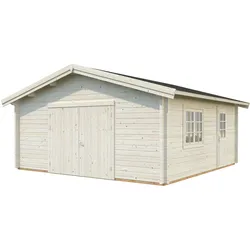 Palmako Garage Roger 27,7 m2 - 70 mm - mit Holztor Transparent tauchimprägniert