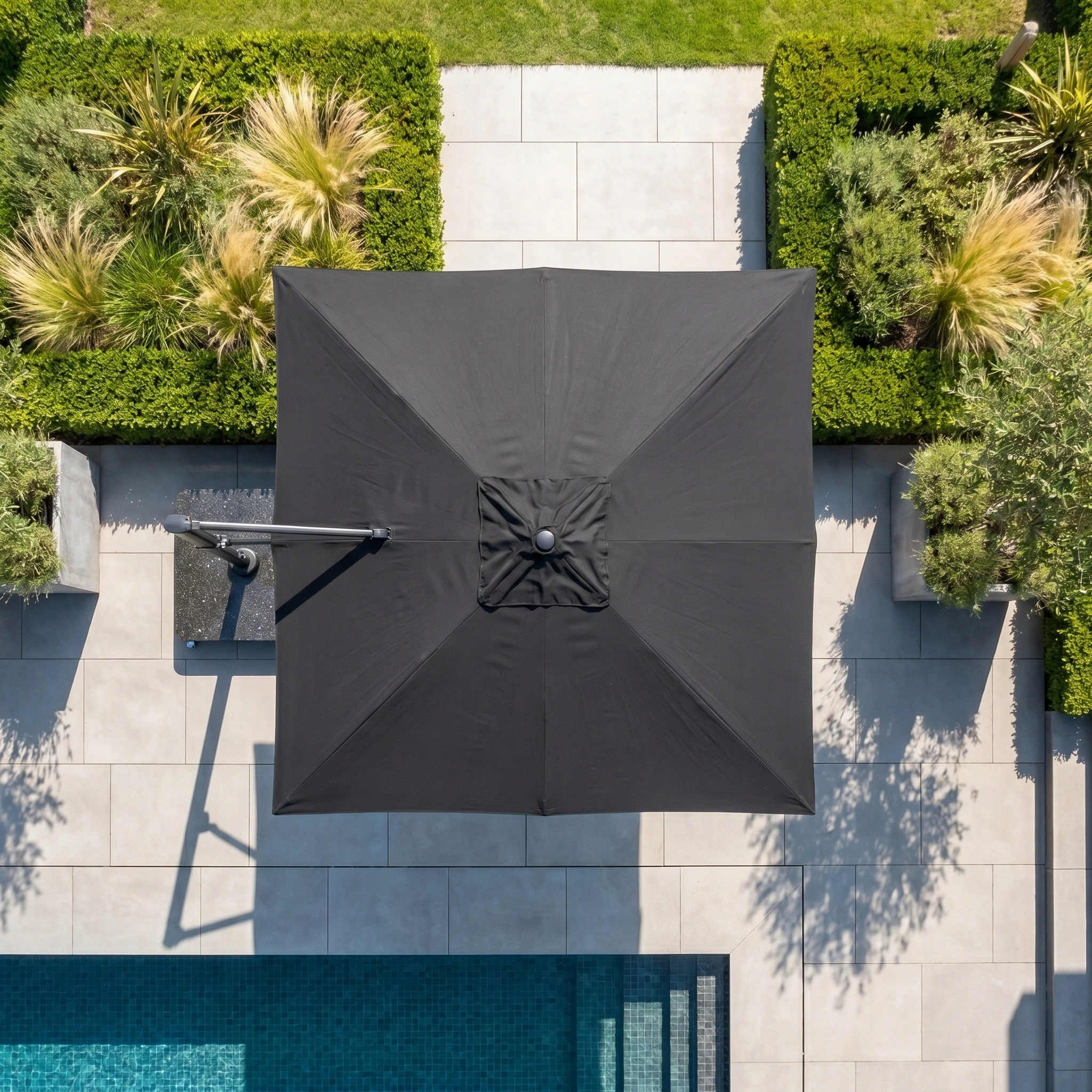 Pacific Lifestyle Challenger T2 Premium 3.5m x 2.6m Rectangular Cantilever Parasol in Black with 90kg Granite Base