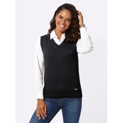 Pullunder CASUAL LOOKS "Pullunder", Damen, Gr. 40, schwarz, 50% Baumwolle, 50% Polyacryl, unifarben, Pullover Pullunder