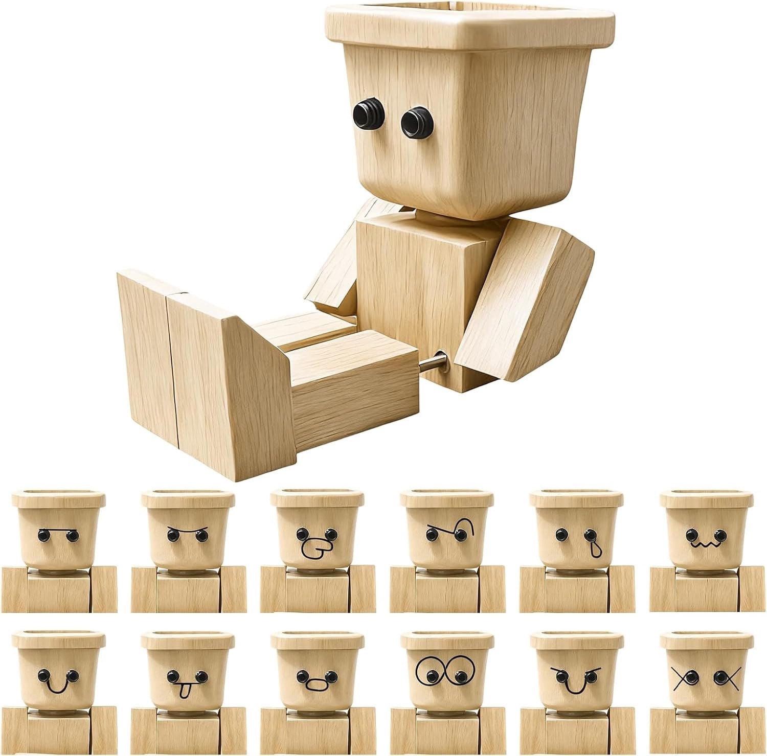 Handgemaakte Wobbelende Houten Man - Grappige Dashboard Decoratie en Desk Figure voor Kinderen en Volwassenen