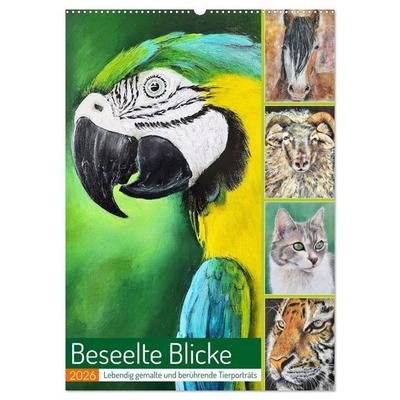 Beseelte Blicke - Lebendig gemalte und berührende Tierporträts (Wandkalender 2026 DIN A2 hoch), CALVENDO Monatskalender