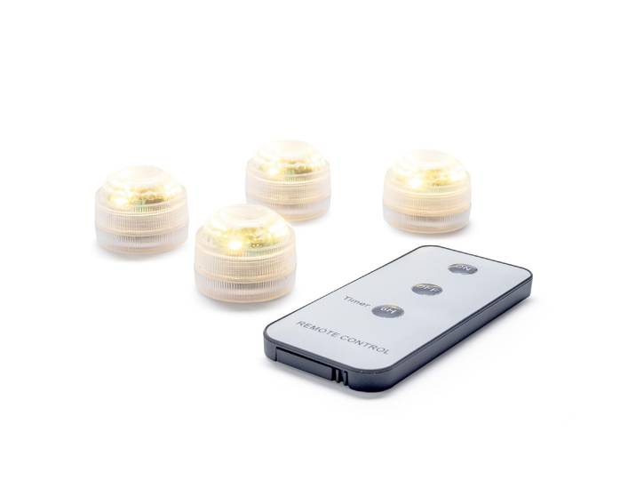LED-Kerze STT Set Deko 4 Stück , transparent, H:2,3cm Ø:3cm, Kunststoff, Kerzen, LED-Kerze