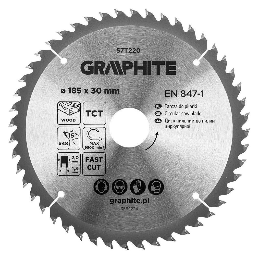 Graphite Sägeblatt, hartmetallbestückt, 185 x 30 mm, 48 Zähne (60502616)