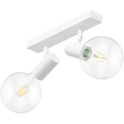 ledscom.de E27 Vintage Decken-Leuchte FARE, Retro, weiß, schwenkbar, 2-flammig, inkl. LED Lampen, je 838lm, warmweiß