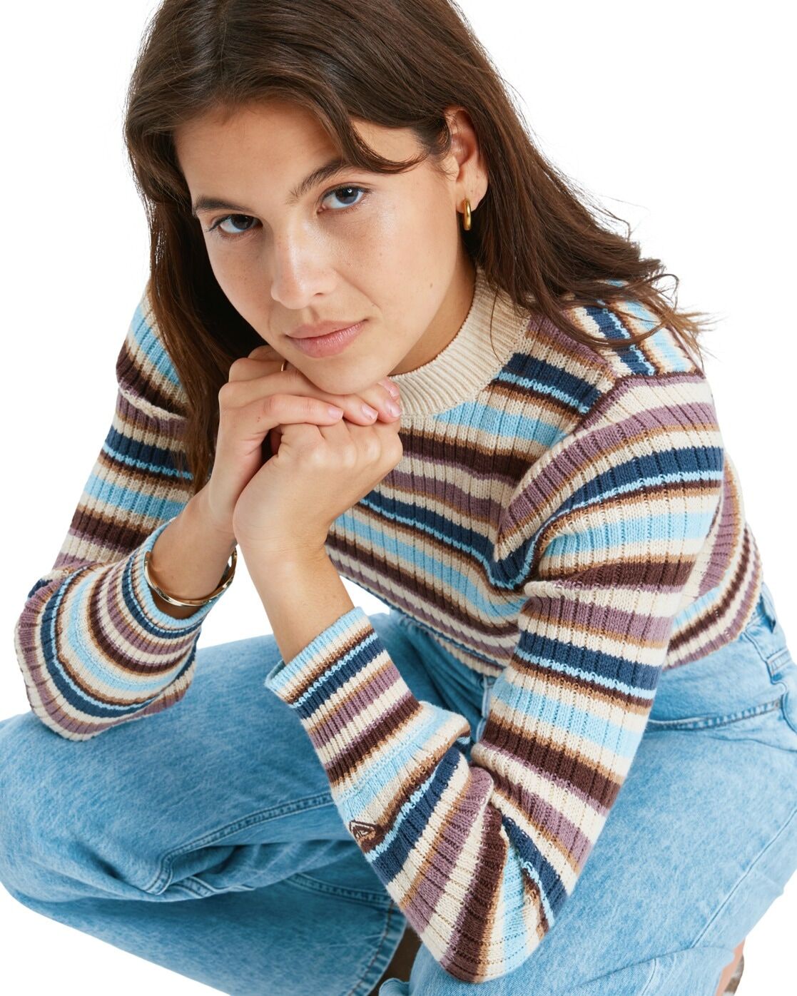 Sweater ROXY "Playa Morning", Damen, Gr. L, sky blau, Obermaterial: 60% Baumwolle, 40% Modacryl., Pullover Sweater sky blau L