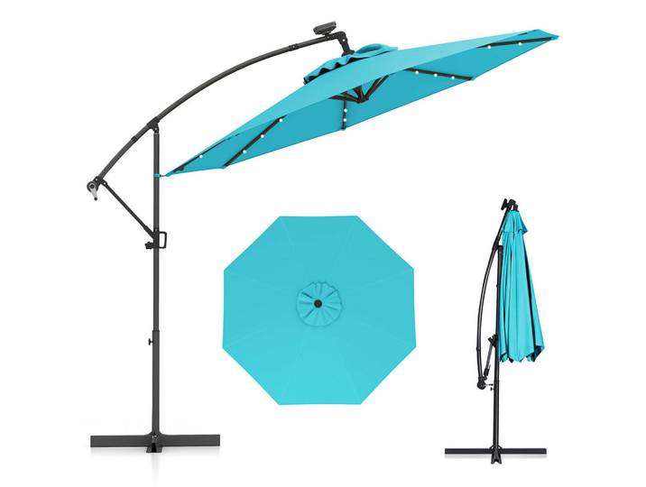 Costway Ampelschirm Türkis, Kunststoff, 300x300 cm, Sonnenschutz, Ampelschirme