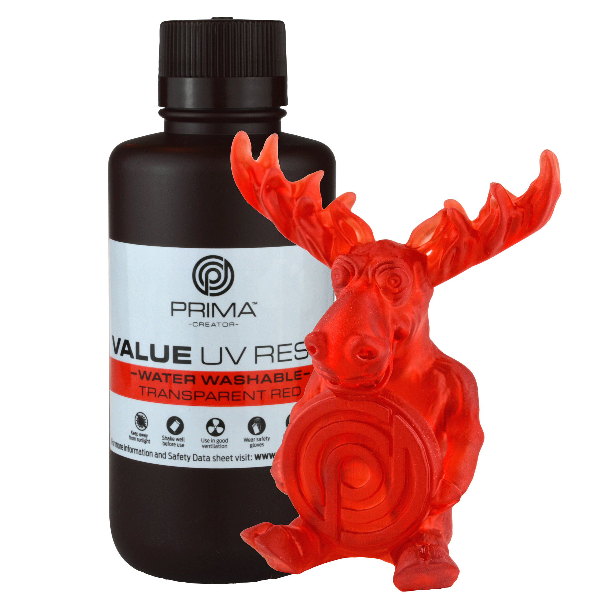 PrimaCreator Value Wasserabwaschbares UV-Harz - 500 g - transparent rot PV-Resin-B405-0500-TR