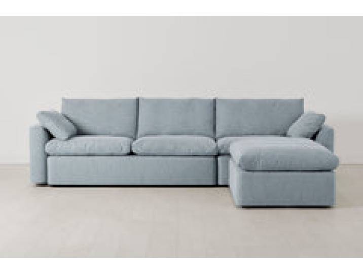 Model 13 Viersitzer-Sofa mit Chaiselongue rechts, Meerglasblau