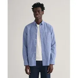 Gant für Herren. 3000120 Hemd Regular Fit aus blau karierter Popeline von Vichy (L), Lässig, Baumwolle, Klassisch, Langarm