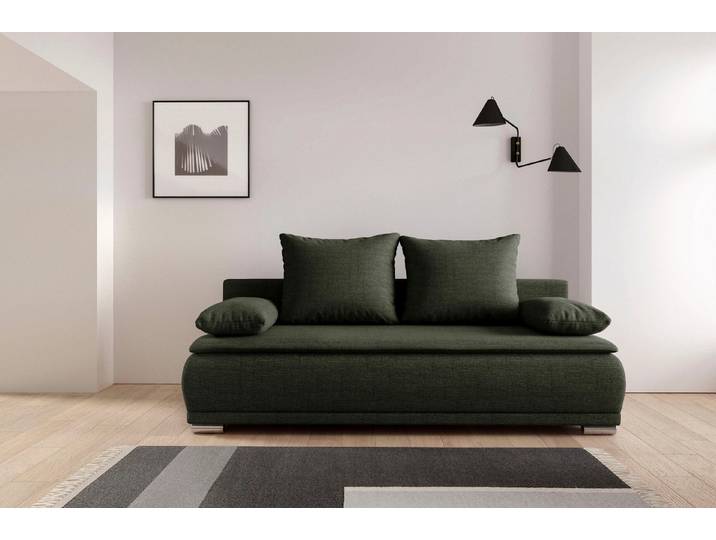 WERK2 Schlafsofa Biggi 206 cm komfortabel & modern, Komfort Sitz- und Liegehöhe, Struktur fein+weich, Schlaffunktion, Bettkasten