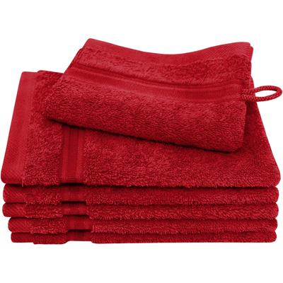 Waschhandschuh DYCKHOFF "Siena", rot (granat), B:16cm L:21cm, Frottier, Waschlappen, mit Bordüre
